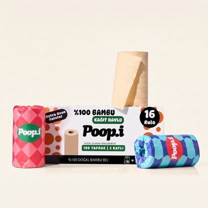 Ağartılmamış Bambu Beji "MEGA HAVLU POP" Naked '190 Yaprak'
