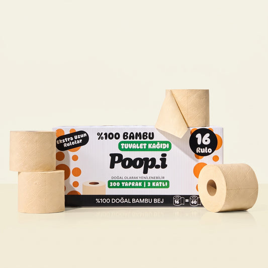 Ağartılmamış Bambu Beji "MEGA RULO" Naked '300 Yaprak'