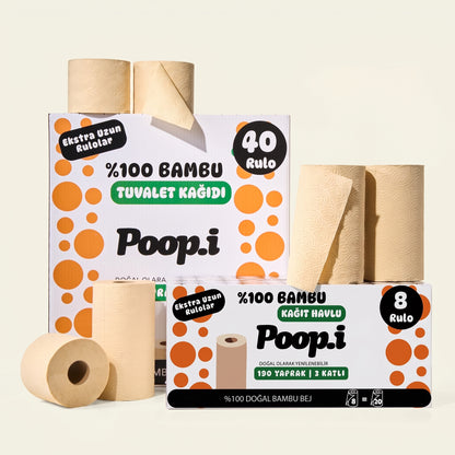 Ağartılmamış Bambu Beji "MEGA RULO SET" Naked