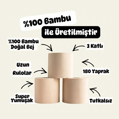 Ağartılmamış Bambu Beji "KLASİK RULO" Naked '190 Yaprak'