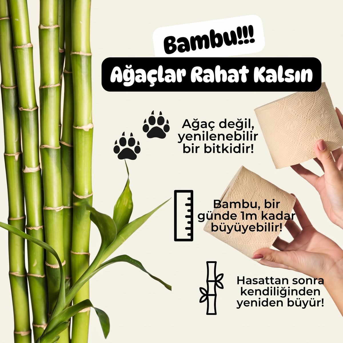 Ağartılmamış Bambu Beji "KLASİK RULO" Naked '190 Yaprak'