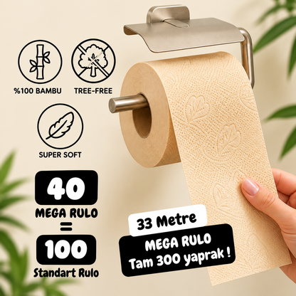 Ağartılmamış Bambu Beji "MEGA RULO" Flower Edition