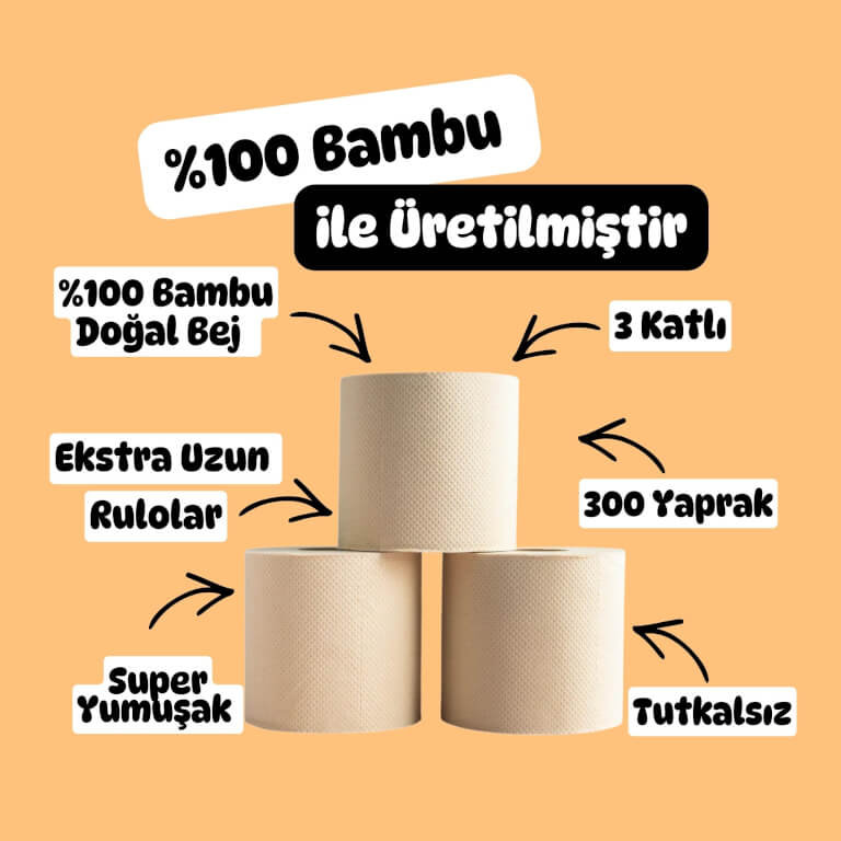 %100 Bambu Tuvalet Kağıdı | Doğal Beyaz Bej Renk | Kimyasalsız & Sürdürülebilir