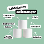 %100 Bambu Tuvalet Kağıdı | XL Rulo – 2,5× Daha Uzun | Naked Beyaz