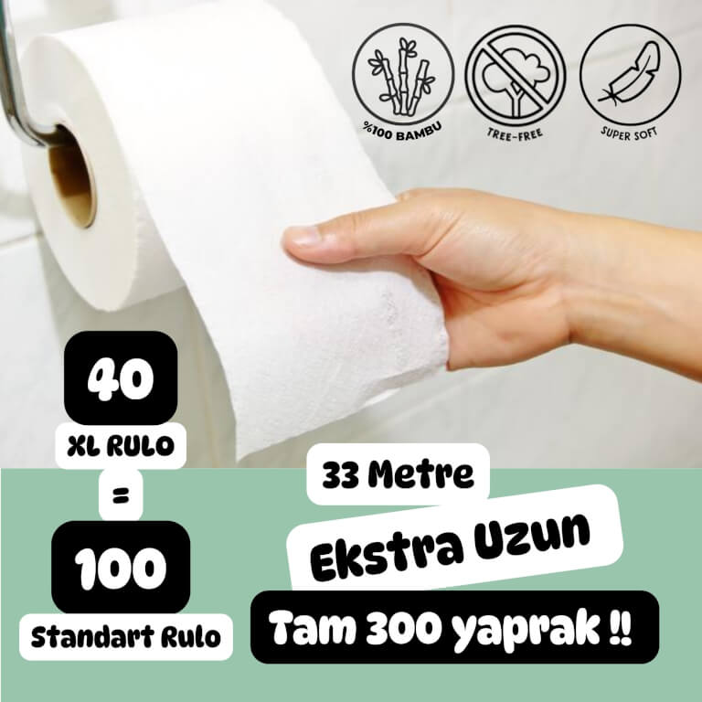 %100 Bambu Tuvalet Kağıdı | XL Rulo – 2,5× Daha Uzun | Naked Beyaz