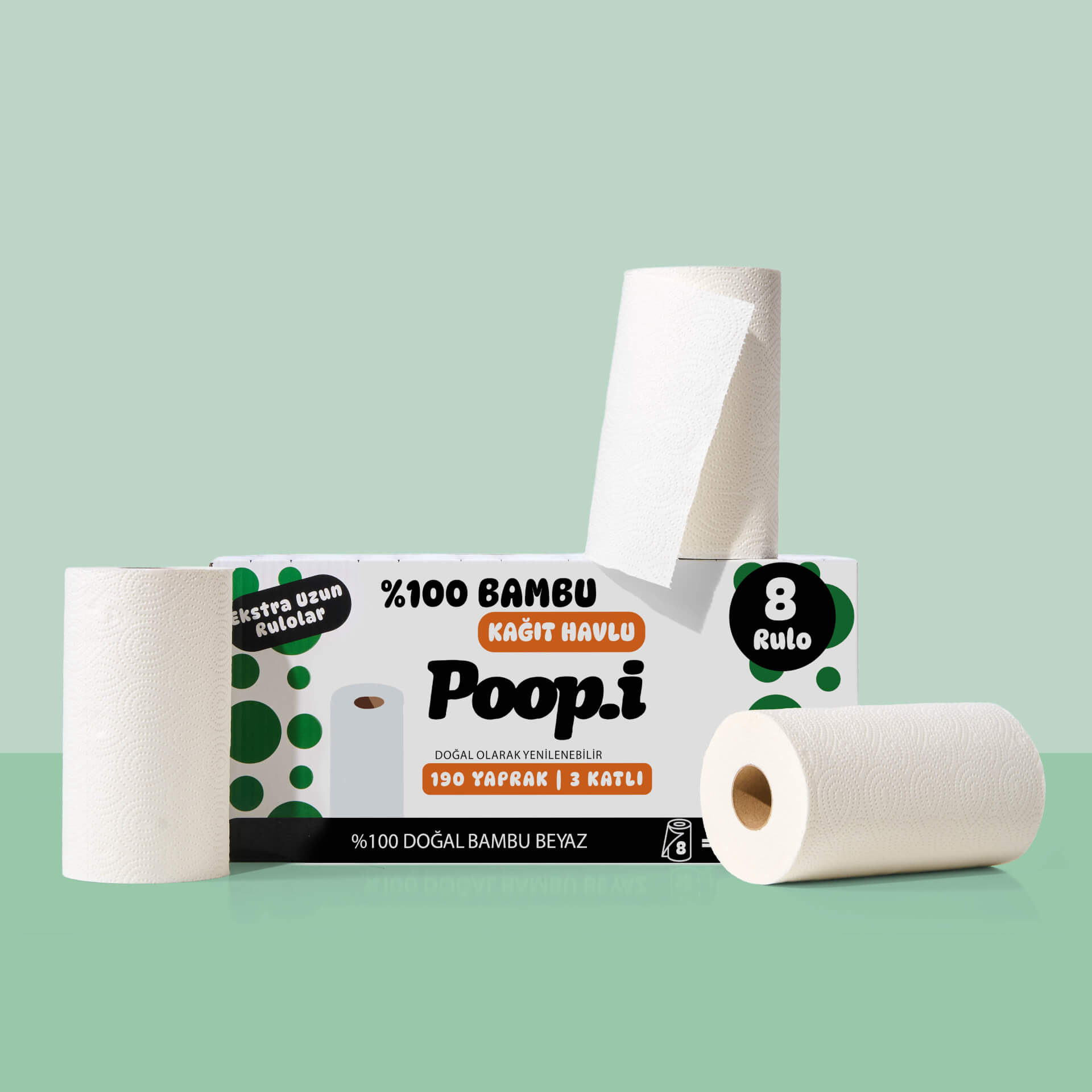 %100 Bambu Beyaz Kağıt Havlu | Süper Emici & Güçlü – Poop.i