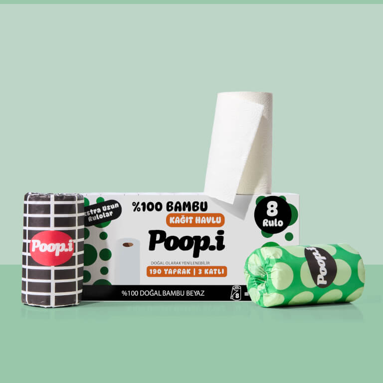 %100 Bambu Beyaz Kağıt Havlu | Süper Emici & Güçlü – Poop.i