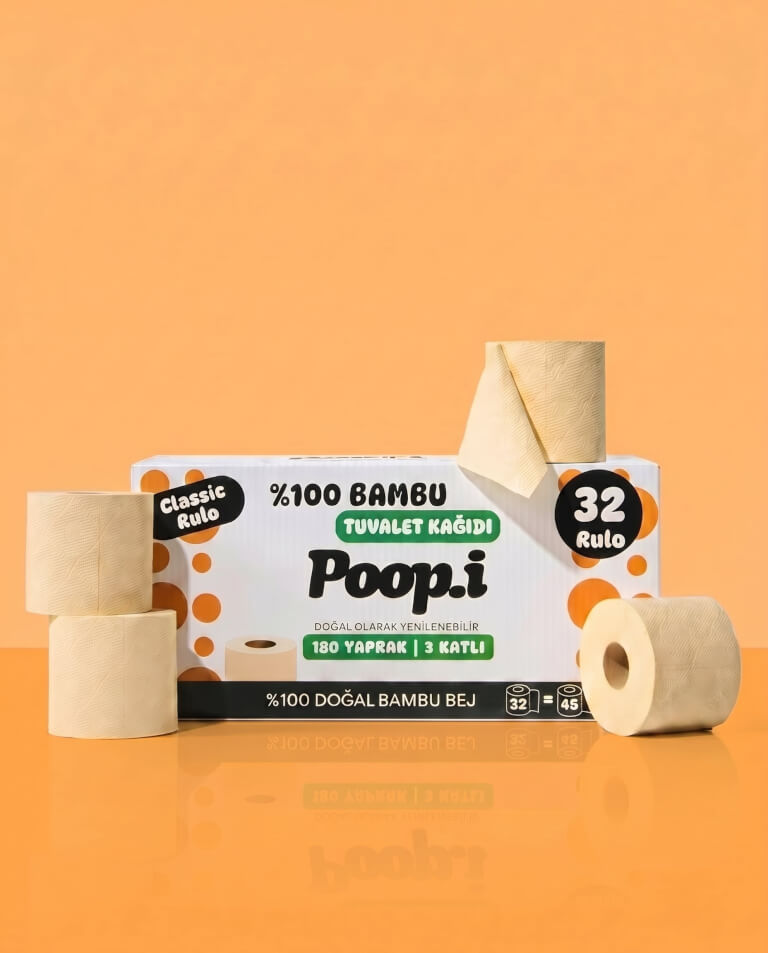 %100 Bambu Tuvalet Kağıdı | Doğal Bej Renk | Kimyasalsız & Sürdürülebilir
